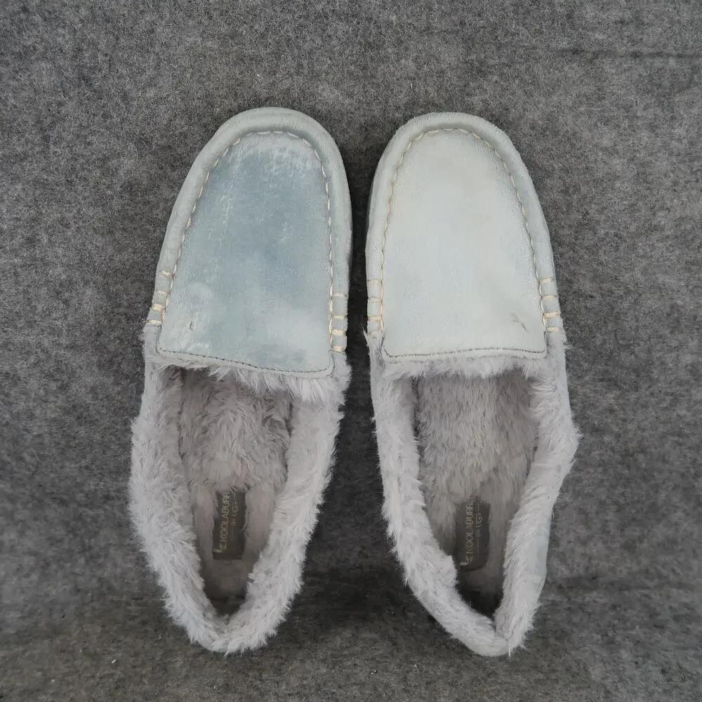 Ugg Shoes Kids 4 Slippers Koolaburra Riley Shimmer Moccasin Loafer Slip On Blue